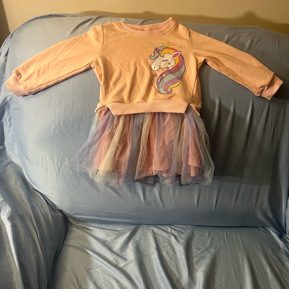 Unicorn Long Sleeve Dress with attached tutu